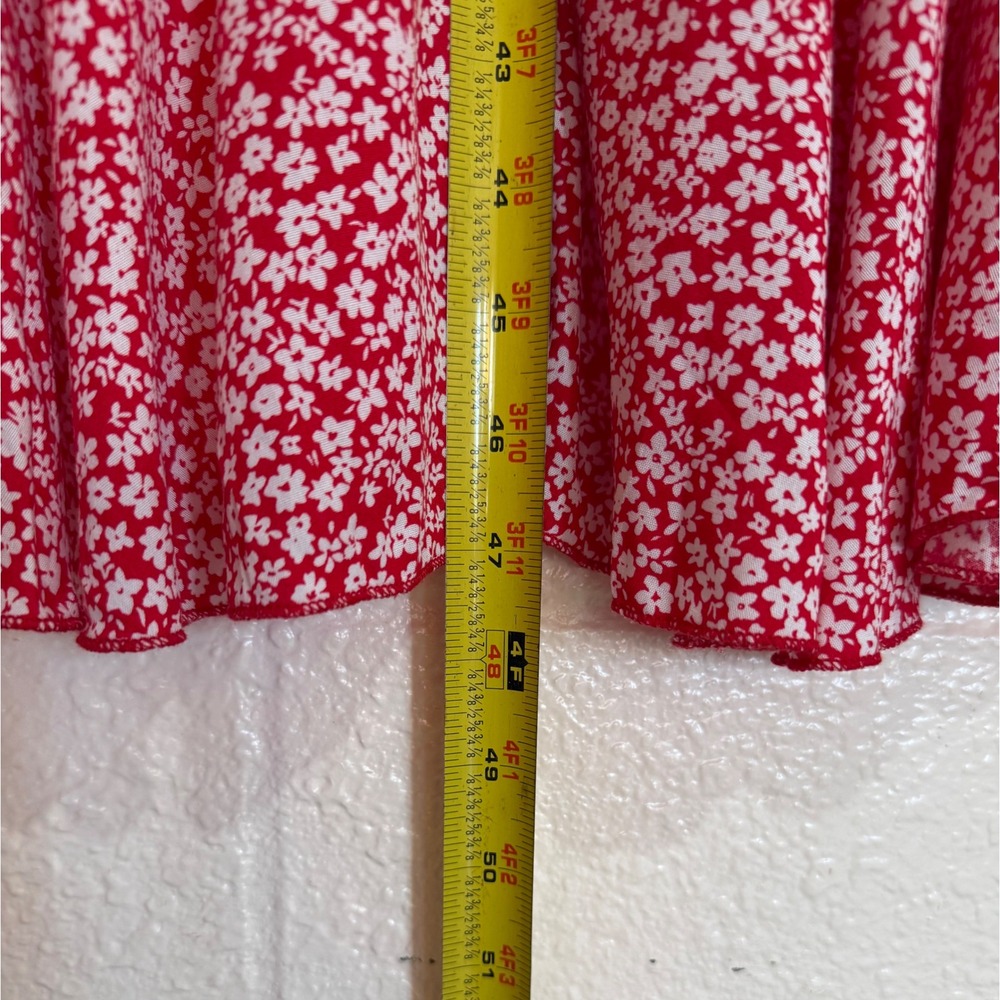 Fashion Nova Clarissa Floral Midi Dress Womens L Red White Ruched Mermaid Summer - Picture 13 of 13